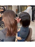 朝支度5分以内の美髪矯正ボブ　縮毛矯正　切りっぱなしボブ