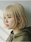 ボブ×コンパクトボブ×ミニボブ×ベージュカラー×金髪×越谷
