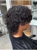 シャドウパーマラウンドマッシュフェザーパーマメンズパーマ眉毛
