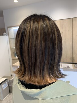 インナーカラー,アンブレラカラー,ベージュカラー,ボブ【草加】