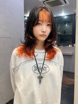 ミンナノポリシー(MIN NANO//POLICY)&nbsp;ブリーチ裾アプリコット×顔まわりレイヤー◎