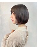 黒髪ボブ/暗髪/前下がりボブ/ワンレンボブ