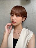 透明感暖色×束感ショート×シースルーバング×フレンチガーリー