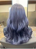 10代20代　ブルーアッシュカラー　ロング　艶感　韓国風ヘア