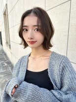 レイリー 原宿 表参道(Rayreee)&nbsp;前髪長めぷつっとタッセルボブ/くびれ韓国/オリーブグレージュ