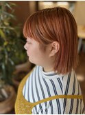 オレンジカラー／切りっぱなしボブ