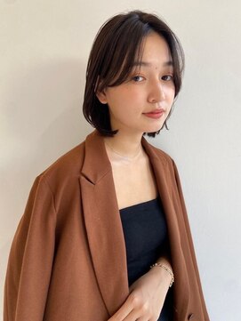 トワ 豊中店(towa) ウルフカットアプリコットオレンジハイライトカラーボブヘア