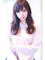 ラファンジュ ヘアー クレオ(Rohange hair Creo)&nbsp;【Creo】ベリーピンク×ニュアンスカールロング#小顔#前髪