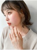 ピンクアッシュ前髪パーマミニボブぱっつん前髪切りっぱなしボブ