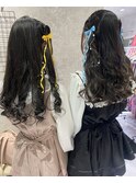 推し活双子ハーフアップハートアレンジ