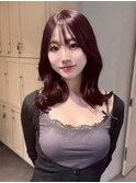 12984髪質改善チェリーレッド黒髪アッシュブラックワインレッド