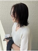 ミディアムボブ×ラベンダーグレージュ
