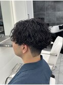 刈り上げセンターパートサーフカールパーマ