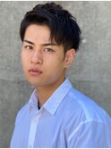 アップバングナチュラルパーマ 束感カット コンマバング
