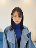 伸ばしかけミディアム　ミストバング　ブルーブラック