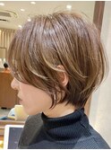 ミルクティベージュカラーミニボブ大人ショートボブショート