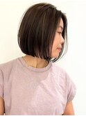 ハイライト白髪ぼかしダブルカラーインナーカラーショートボブ
