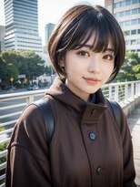 丸みショートボブ耳掛けシースルーバング20代30代40代大人可愛い