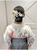 卒業式/成人式　ぴたっとタイトシニヨンヘアセット暗髪