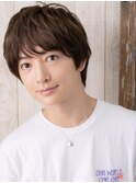 アースカラーくせ毛風カジュアル重めマッシュ仙台愛子