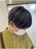 ミルクティーベージュダブルカラー韓国風メンズセンターパート