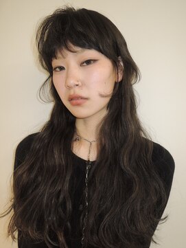 天神　パーマ　ブリーチなしダブルカラー　顔まわりレイヤー