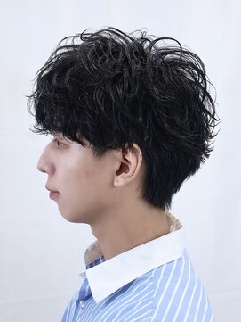 オーシャントーキョー 仙台(OCEAN TOKYO) シャドウ波巻きメンズパーマショートマッシュ黒髪仙台