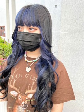 シモキタジャムズ ネイビー×ブラック＊インナーカラー/インナーバング