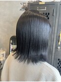 ブルーブラック暗髪美シルエットロング20代30代×エアストレート