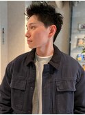 スパイキーショート　メンズショート　アップバング　眉カット