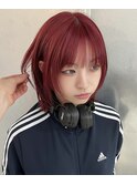 ディープレッド/ワインレッド/赤髪/ハイトーン/ウルフレイヤー