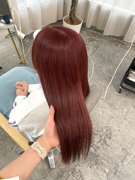 ユニカ 宇都宮(yunica) 縮毛矯正/くびれヘア/アプリコットオレンジ/ハイライトカラー