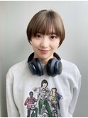丸みショートシースルーバングくびれボブマッシュショート