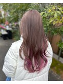 ロングレイヤー/デザインカラーピンクベージュ
