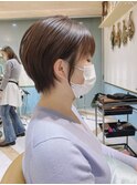 ショート×ハイライト白髪ぼかし×シルキーベージュ[心斎橋]