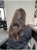 外巻きくびれミディアム韓国ヘアグレージュベージュブラウン