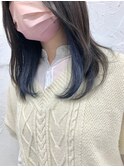 イヤリングカラーブルーネイビーグレーレイヤーロング美髪原宿