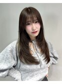 トレンドざくざくレイヤーシースルーバングオリーブグレージュ