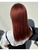 チェリーレッド/オレンジ/暖色/艶カラー/ケアブリーチ/ブリーチ