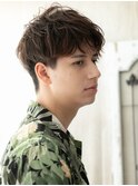 ダークアッシュくせ毛風ニュアンスパーマショートG南越谷