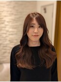 ロングレイヤーオレンジブラウン20代30代