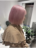 ホワイトピンクラベンダーピンクハイトーンブリーチボブ成増