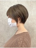 丸みショート/イルミナカラー/カーキベージュ/ハイライト４０代