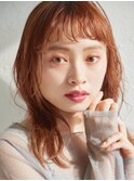 ショートバングアプリコットヘア