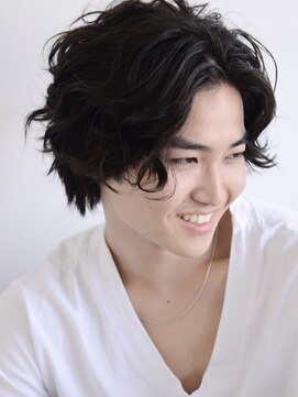 ロアー ヘアー リンク 葛西駅前店(RAWR hair link) 【RAWR】メンズパーマ_センターパートウルフ