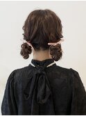 流行りのツインアレンジ × お団子ヘアセット