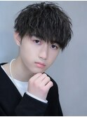 ツイストスパイラルパーマラウンドマッシュ刈り上げツーブロック