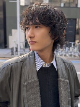 アクシス 栄店(`AXIS) 北野ブルーブラックランダムパーマ韓国マッシュウルフ