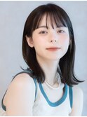 ミディアム ネビージュ 小顔 レイヤー シースルー ワンレン
