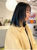 デザインカラーコントラストハイライト切りっぱなしボブ